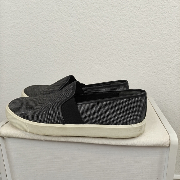 Vince Preston Black Textured Leather Trim Slip On Sneakers Women's Size 8 - Picture 3 of 12